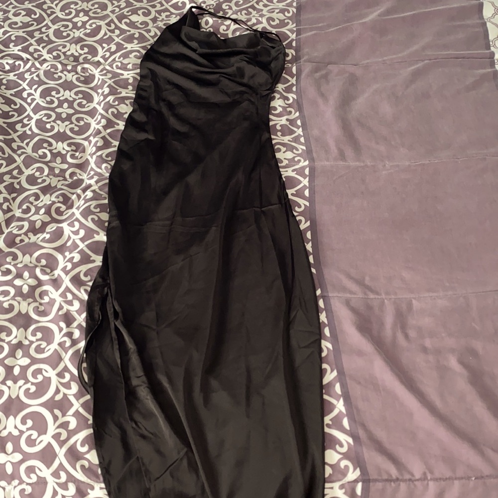 Crisscross backless ruched split thigh cami dress